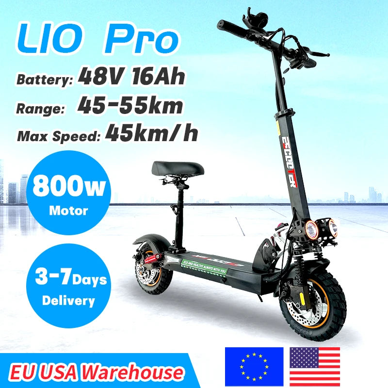 EU US Warehouse Electric Scooter 48V 800W Long Range 40 To 60km Lightweight