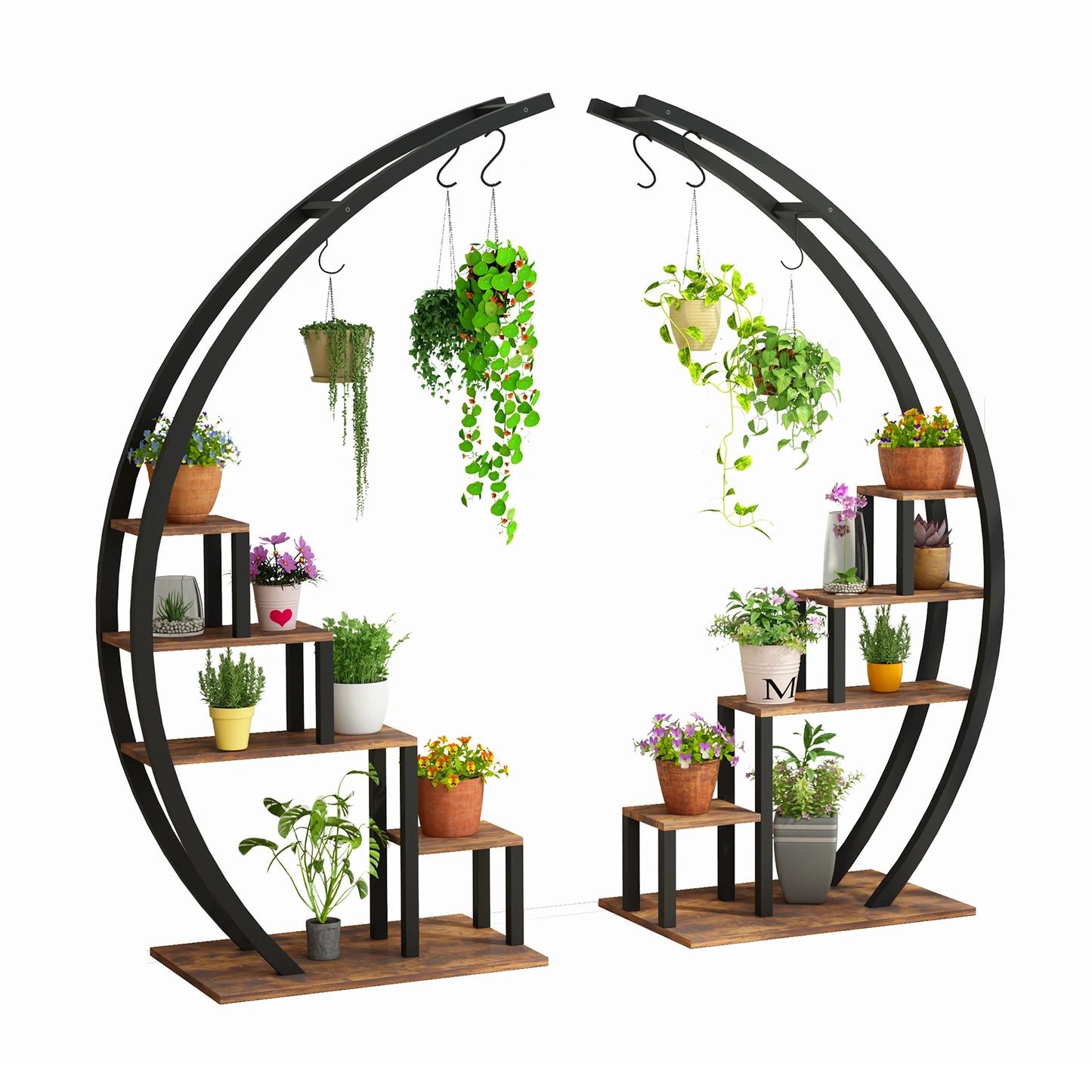 5 Tier Plant Stand Indoor 2 Pack Half Moon Metal Shelf Rack For Balcony