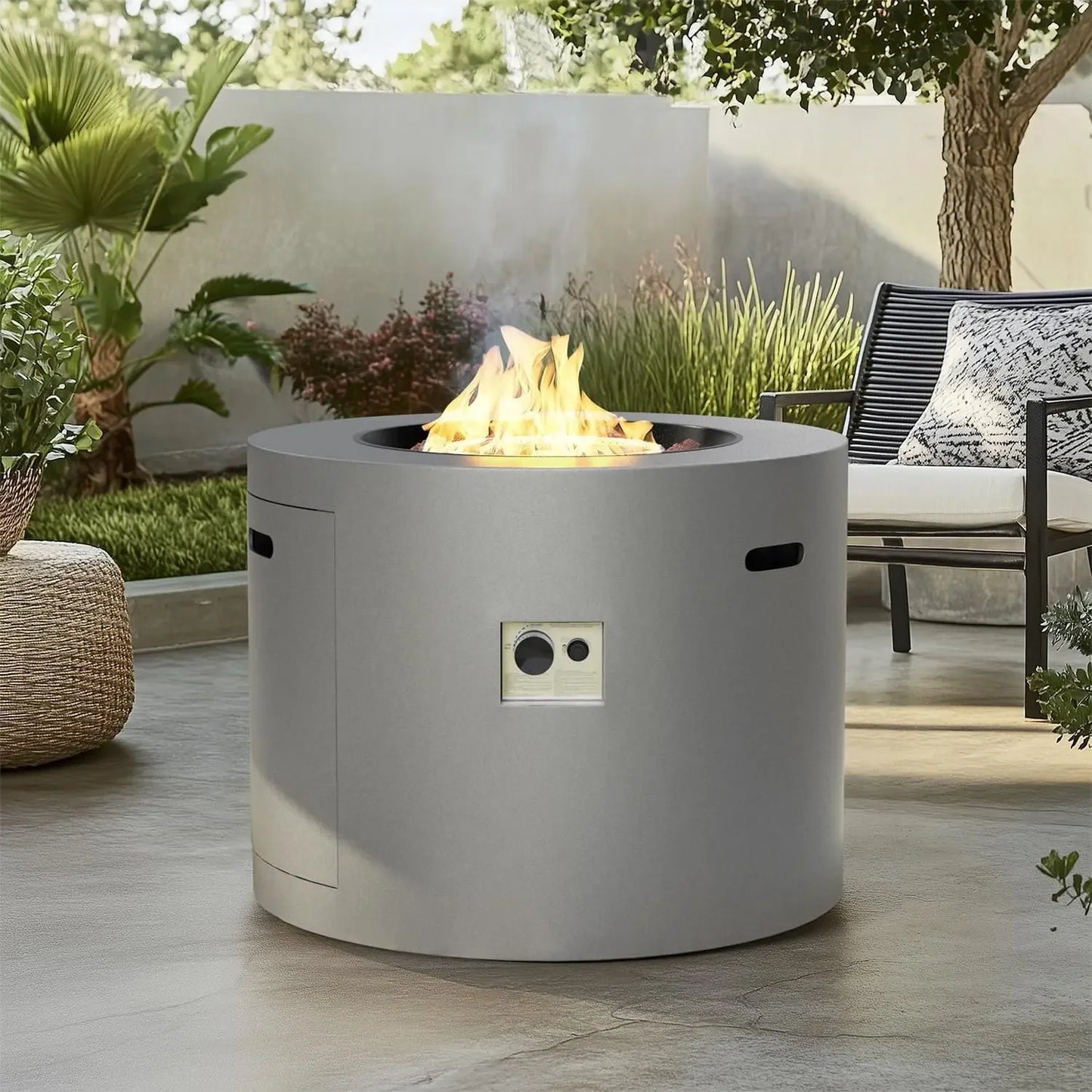 32 Inch Square Propane Fire Pit Table 50000 BTU Alloy Steel Outdoor Gas Fire Pit