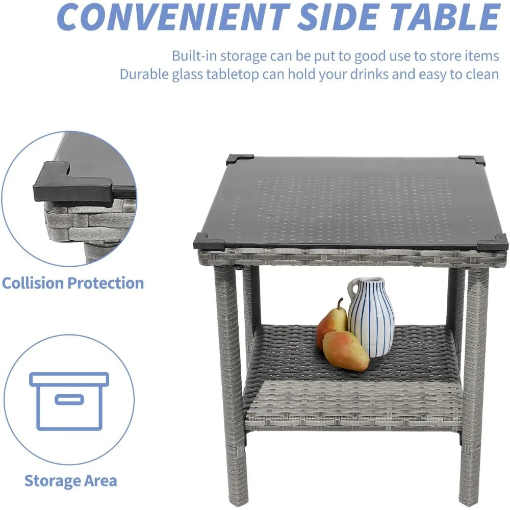 5 Piece Outdoor Patio Set With Table And Ottoman Wicker