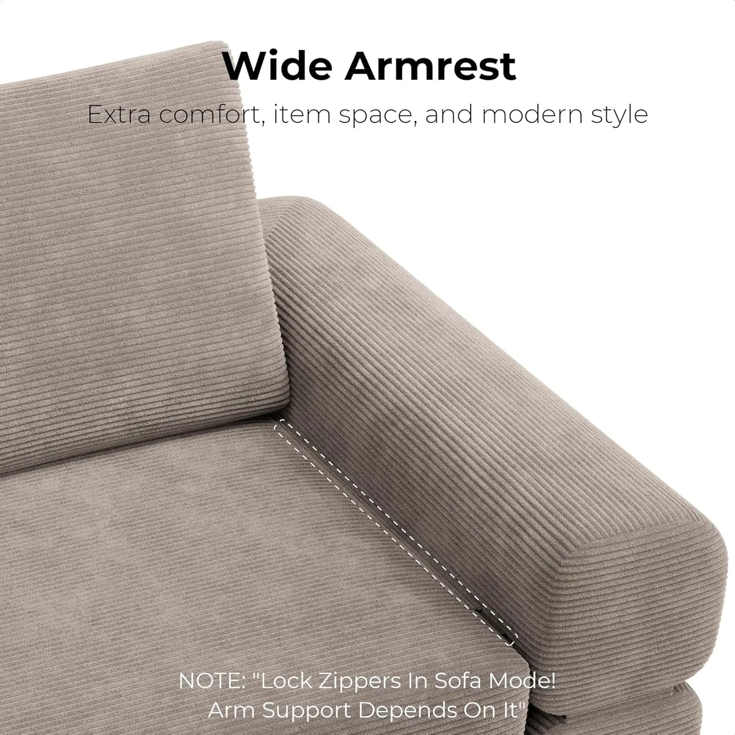 LIKIMIO Convertible Sleeper Sofa 3 In 1 Corduroy Green