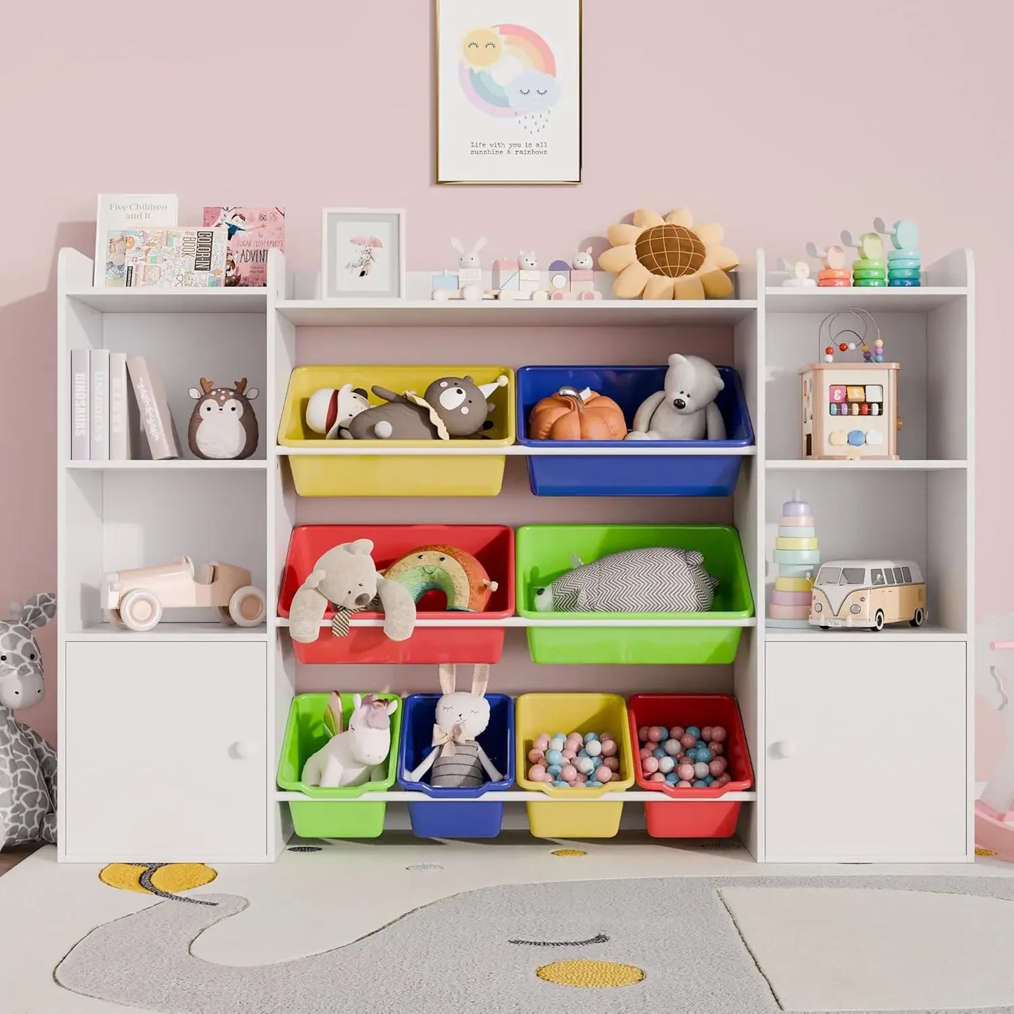 Kids Toy Storage Organizer With Eight Removable Bins