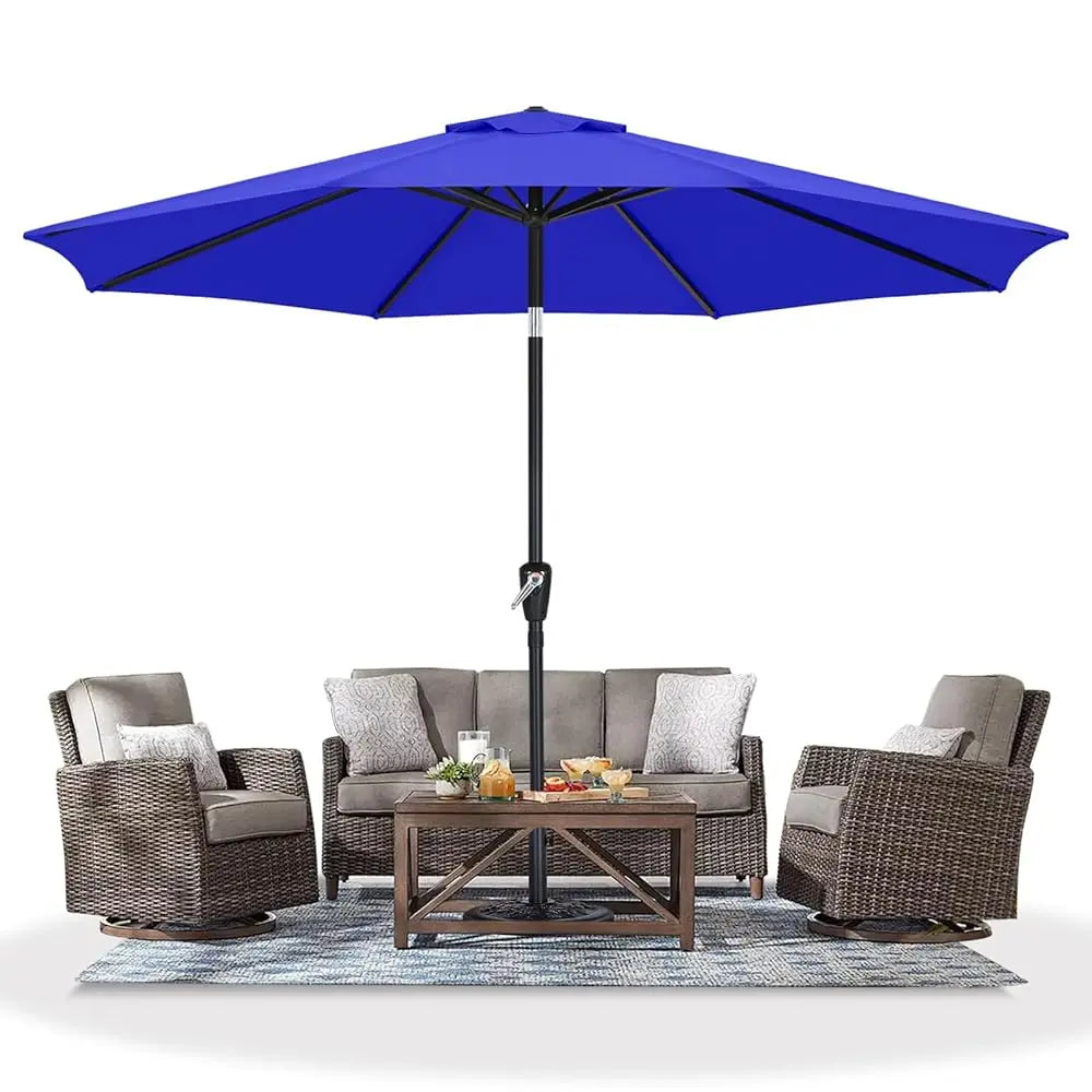 Blue 11 Feet Eight Rib Patio Table Umbrella Windproof