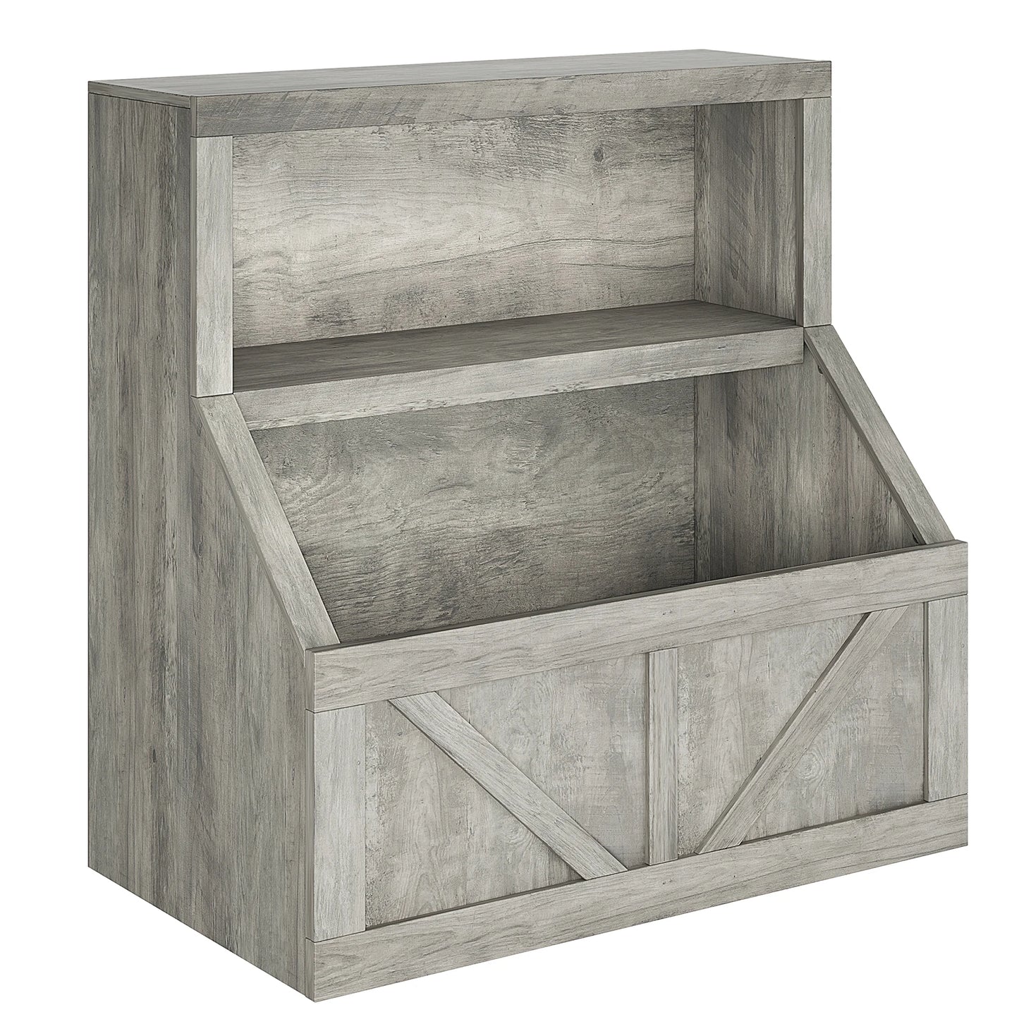 Engineered Wood Bookcase And Toy Storage Cabinet Two Tier