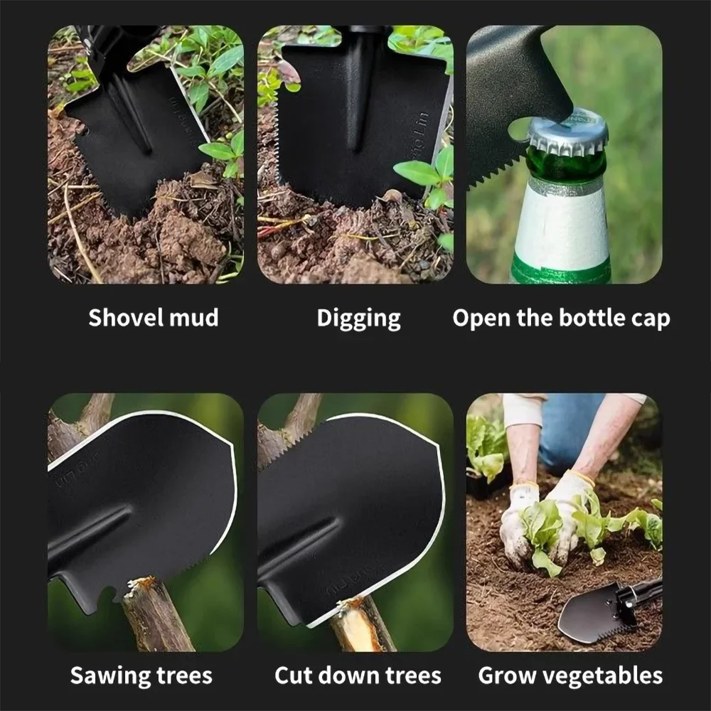 Multifunctional Garden Shovel 3-in-1 Folding Military Shovel for Camping, Fishing, Portable field survival tools