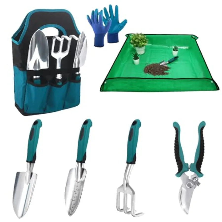 Garden Tools Set, 8 Pcs Gardening Tools Set with Non Slip Ergonomic Handle, Heavy Duty Garden Tool Set with Storage Bag, Garden
