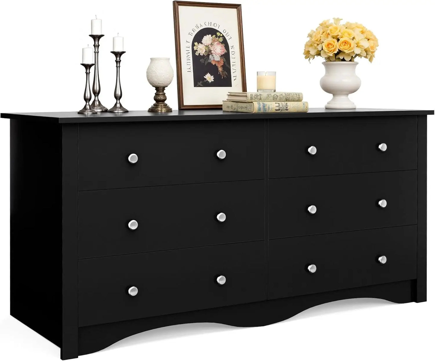 JUMMICO Modern Dresser With 6 Drawers Wide Storage Tower For Bedroom