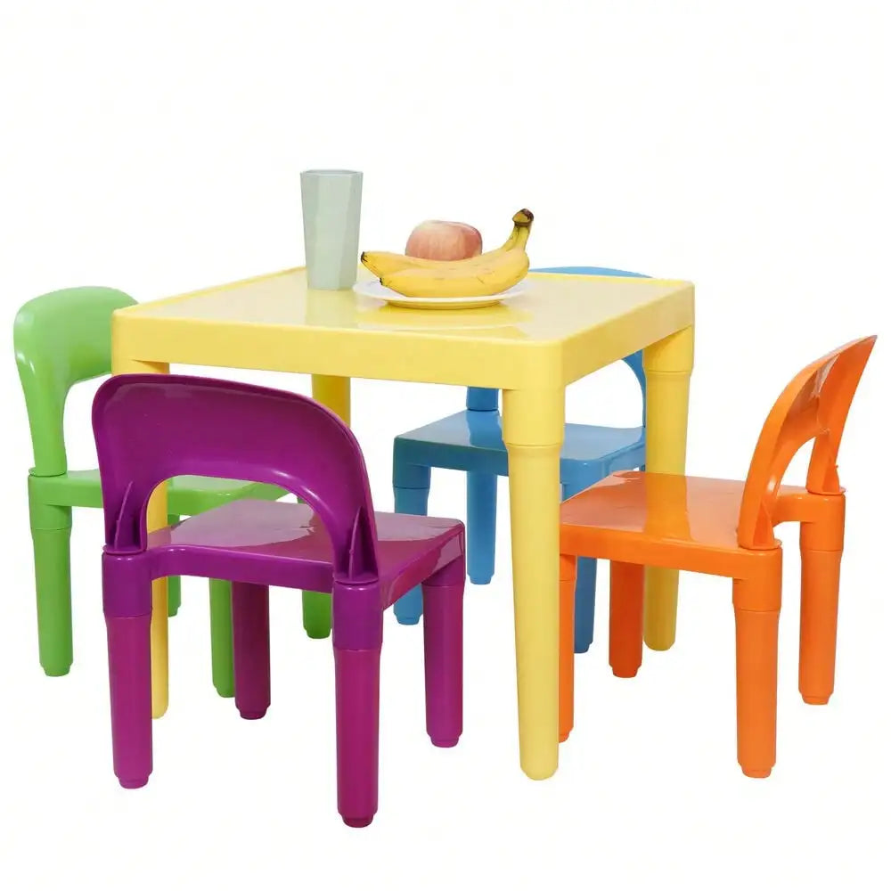 Kids Table and 4 Chairs Set for Toddlers Colorful Activity Play Furniture