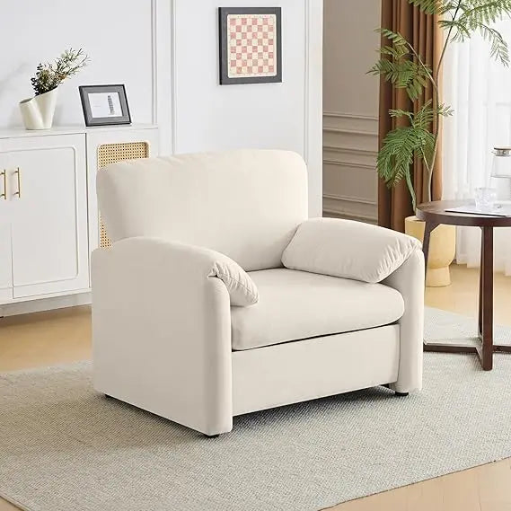 Grey Accent Chair, 38" Oversized Living Room Chairs Chenille Comfy Upholstered Lounge Armchair Soft Single Sofa Chair for Bedroo