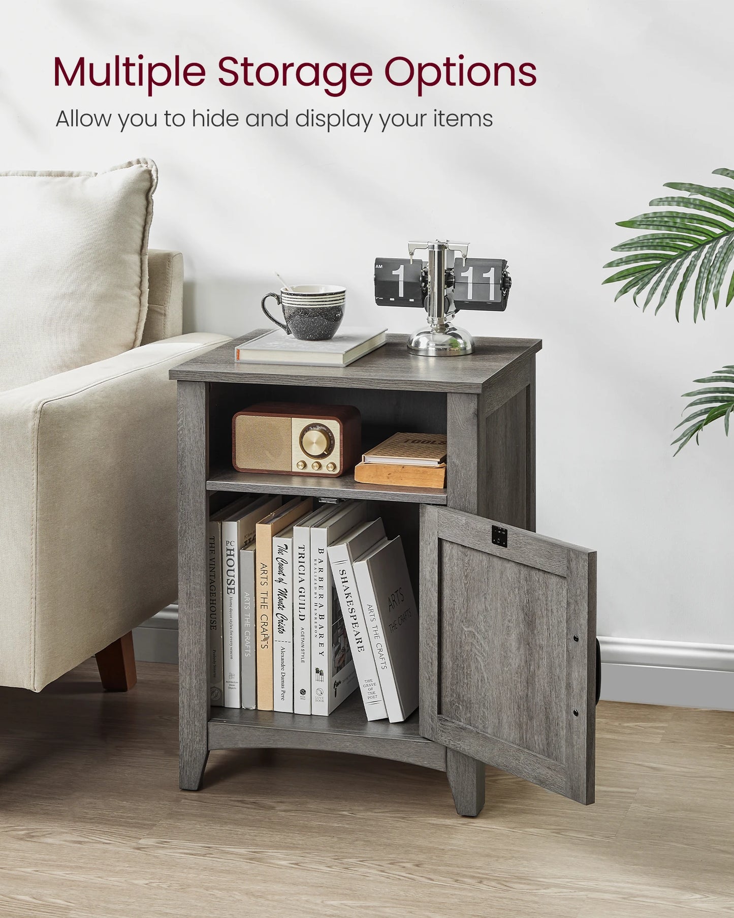 VASAGLE Farmhouse Nightstands With Barn Door Set Of 2