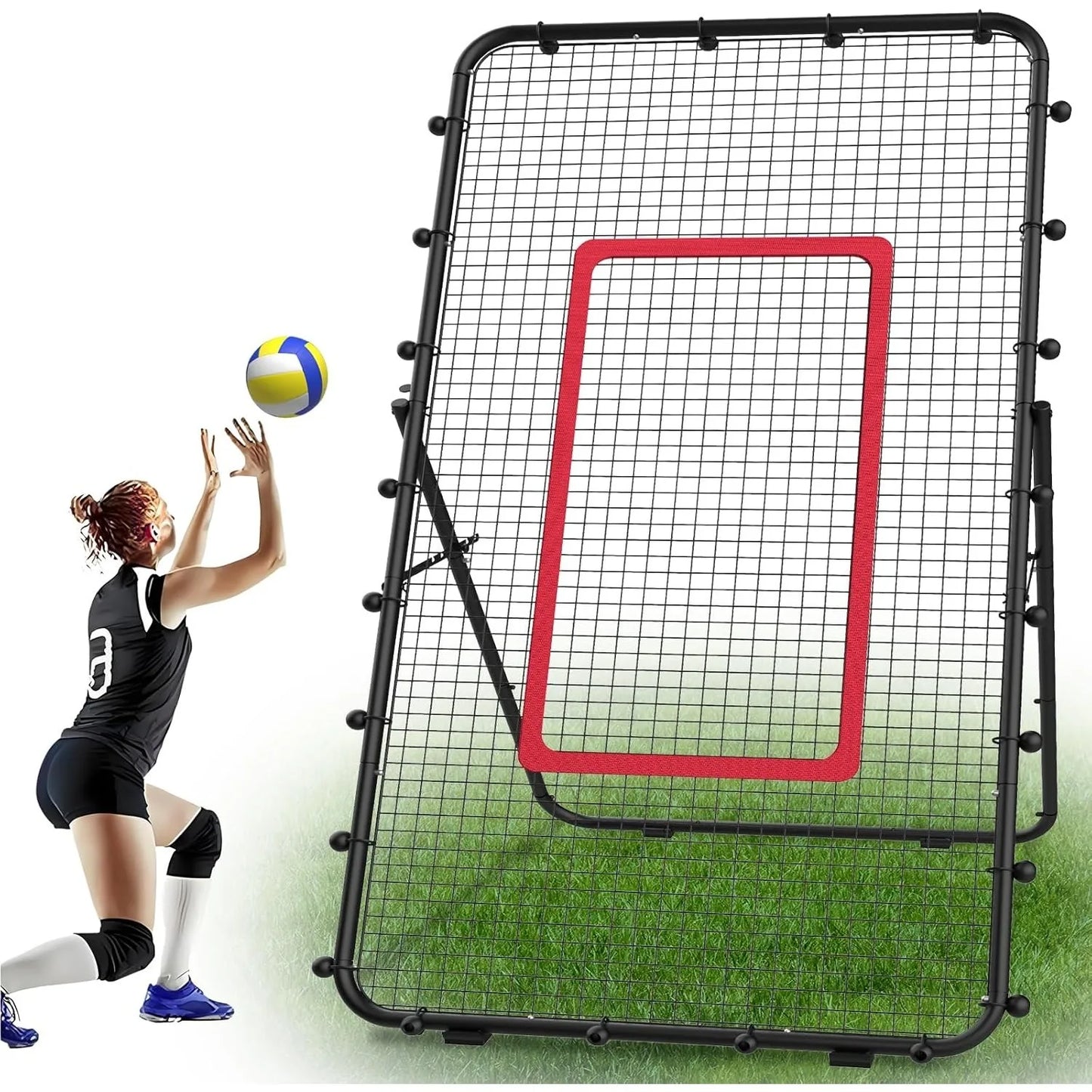 Adjustable 7x4ft Volleyball Net And Multi Sport Rebounder Lacrosse Soccer Tennis