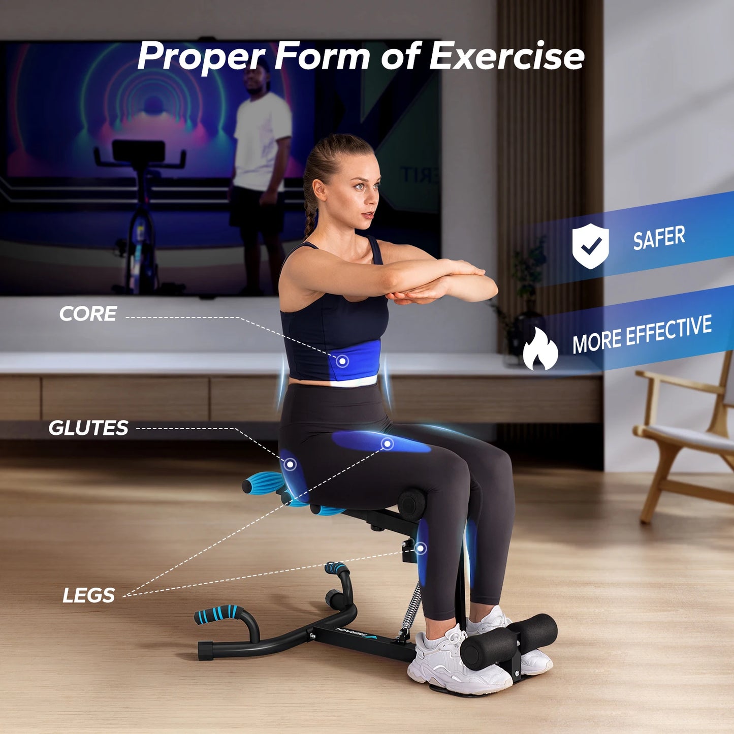 MERACH Deep Squat Machine Adjustable Glutes Trainer Core Leg Push Up Workout