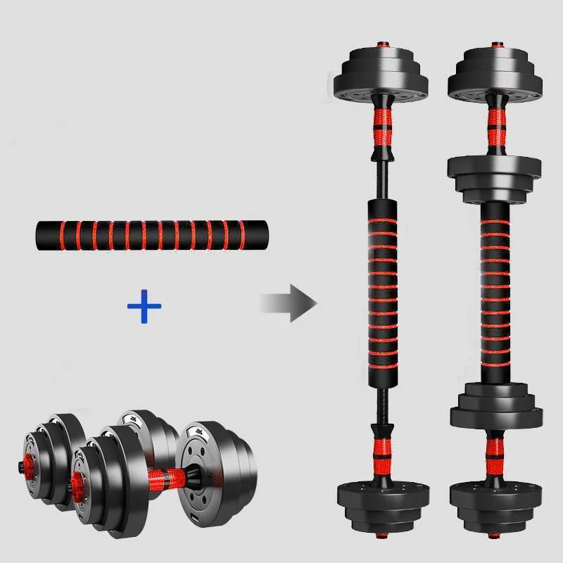 5-44lbs Adjustable Dumbbell To Barbell Set With Anti-Slip Grip For Home Gym