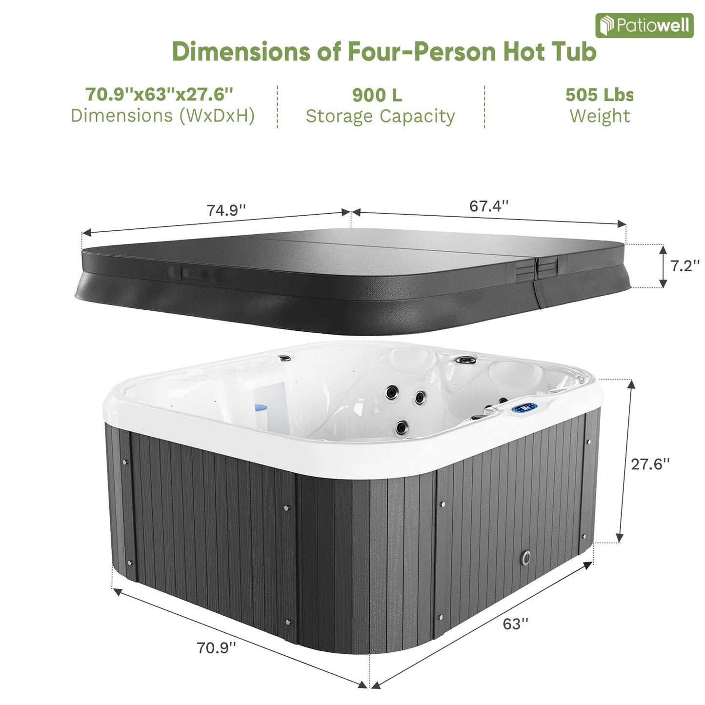 Victone 2 To 4 Person 25 Jet Hot Tub With Smart Control