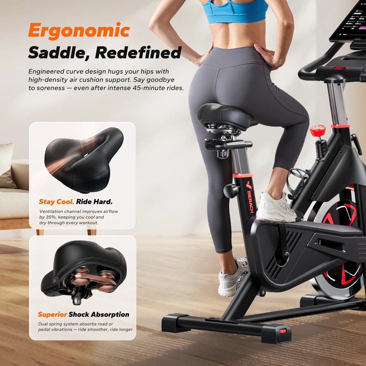 MERACH S38 Indoor Cycling Bike With Bluetooth Magnetic Resistance App 300 Lbs