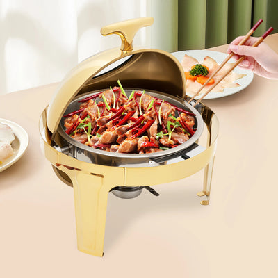 Round Chafing Dish Buffet Set Roll Top Stainless Steel Warmer For Buffets