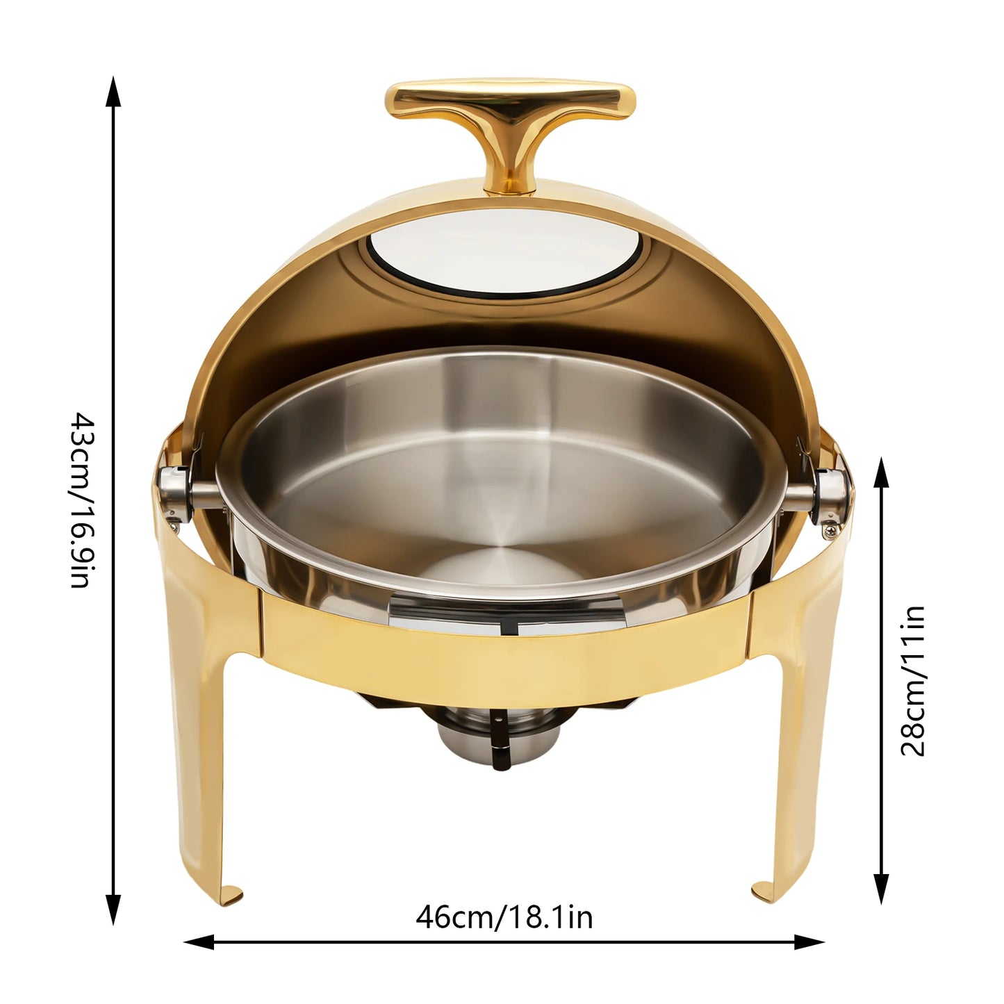 Round Chafing Dish Buffet Set Roll Top Stainless Steel Warmer For Buffets