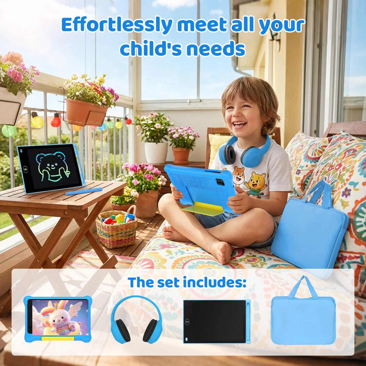 7 Inch Kids Learning Tablet Bundle Android 13 Quad Core With Stylus Headphones