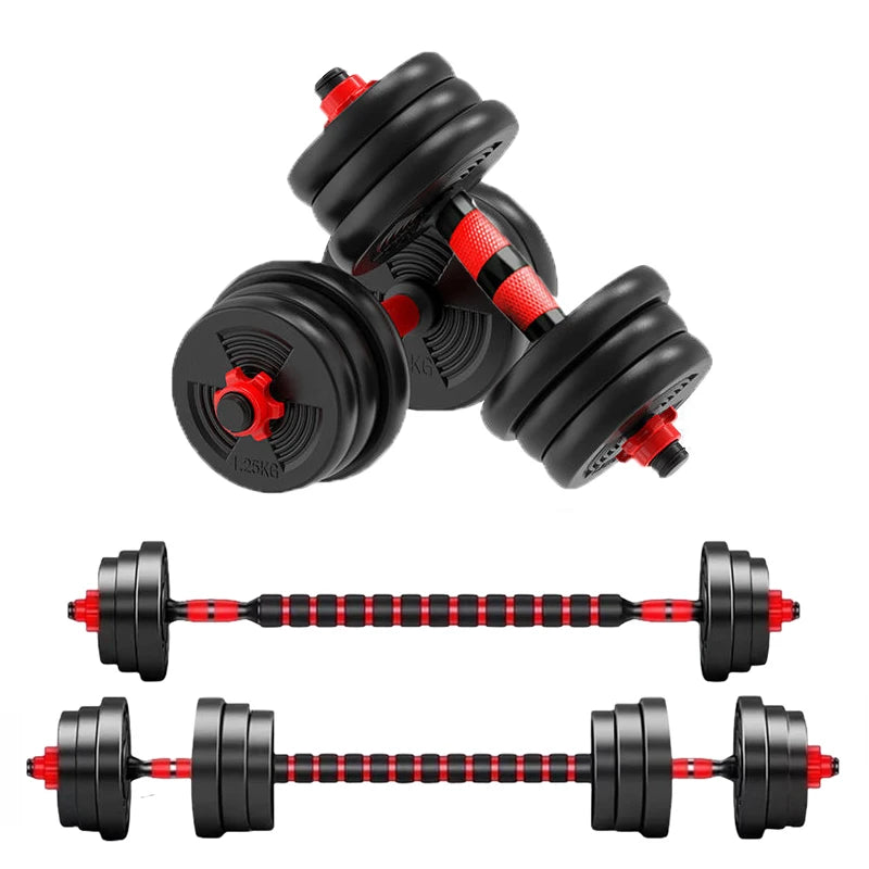 5-44lbs Adjustable Dumbbell To Barbell Set With Anti-Slip Grip For Home Gym