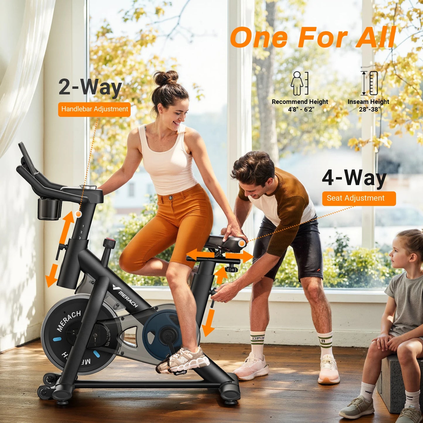 MERACH S26B1 Stationary Bike Low Noise Bluetooth Tablet Mount 300 Lb Capacity