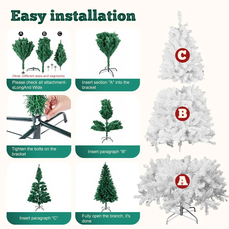 7ft/8ft Artificial Christmas Tree with Snow Flocked  Xmas Tree W/1000 Branch Tips, Foldable Metal Stand, White