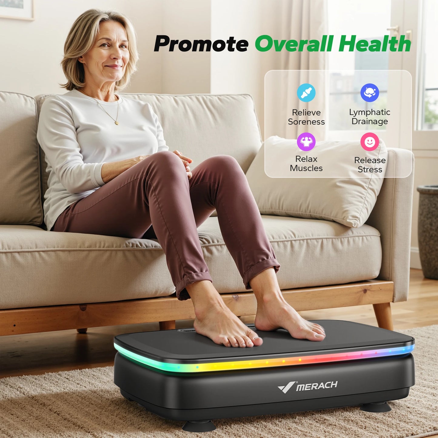 Merach Vibration Plate Exercise Machine With Remote Lymphatic Drainage