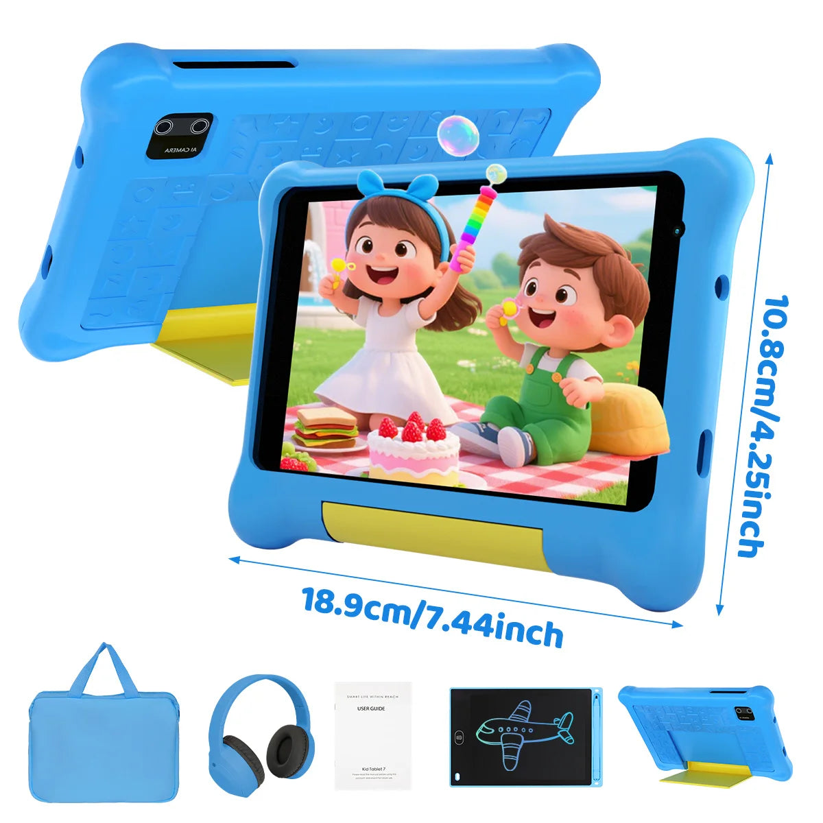 7 Inch Kids Learning Tablet Bundle Android 13 Quad Core With Stylus Headphones