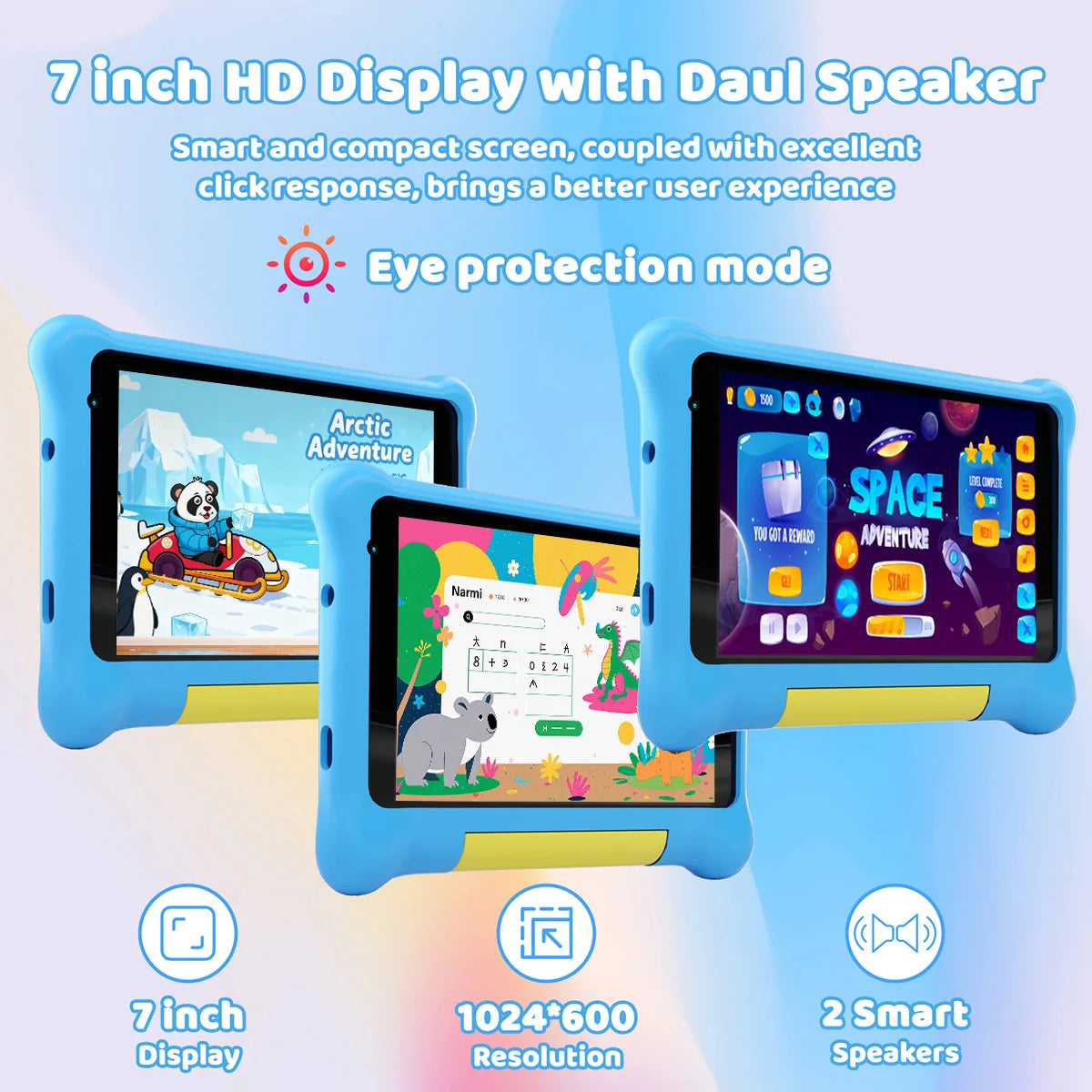 7 Inch Kids Learning Tablet Bundle Android 13 Quad Core With Stylus Headphones