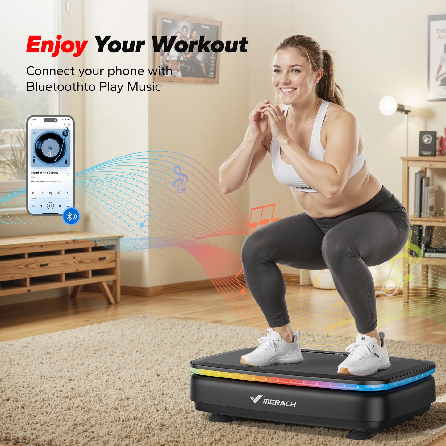 Merach Vibration Plate Exercise Machine With Remote Lymphatic Drainage