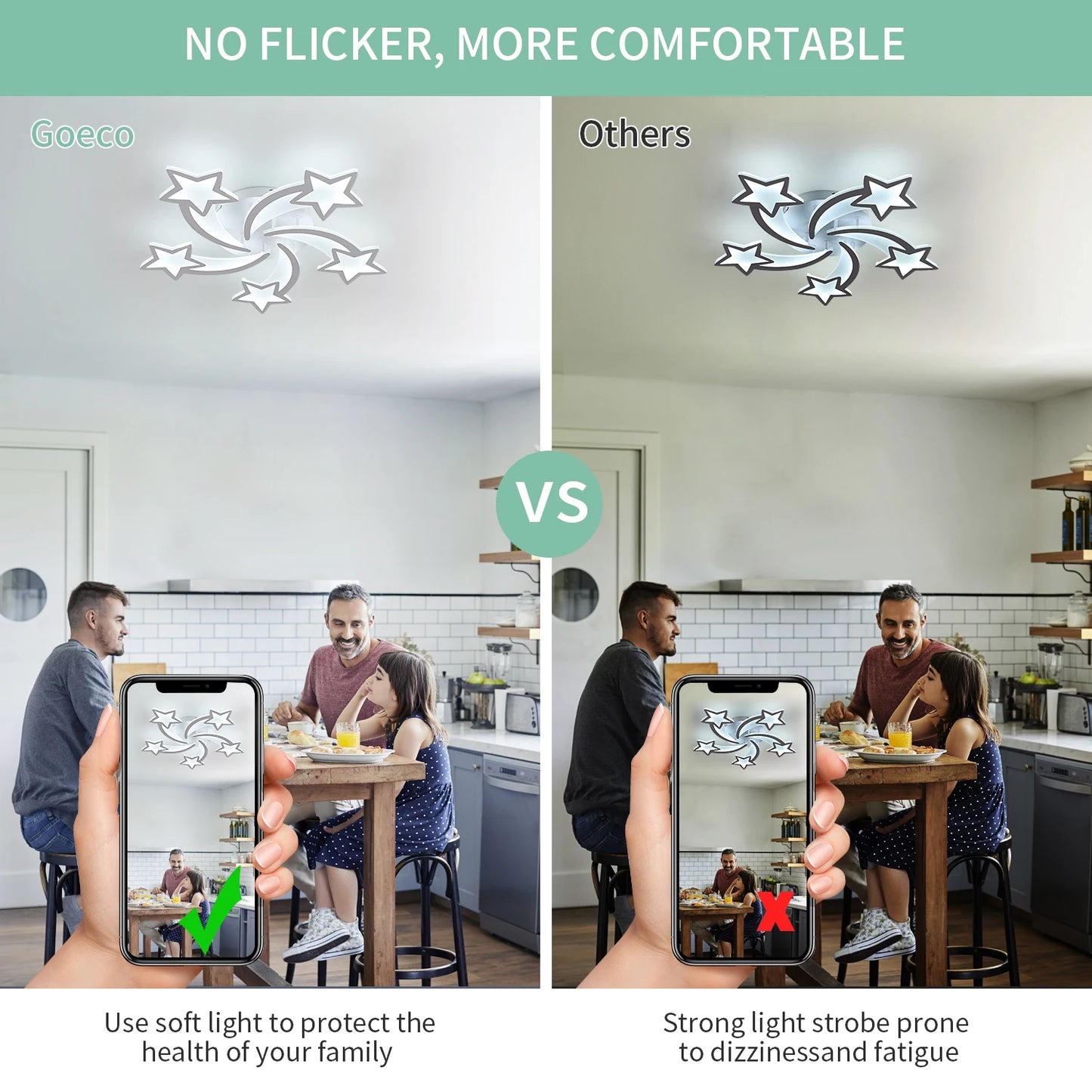 Star Shaped Led Ceiling Light 30W 3000K 6500K Living Room