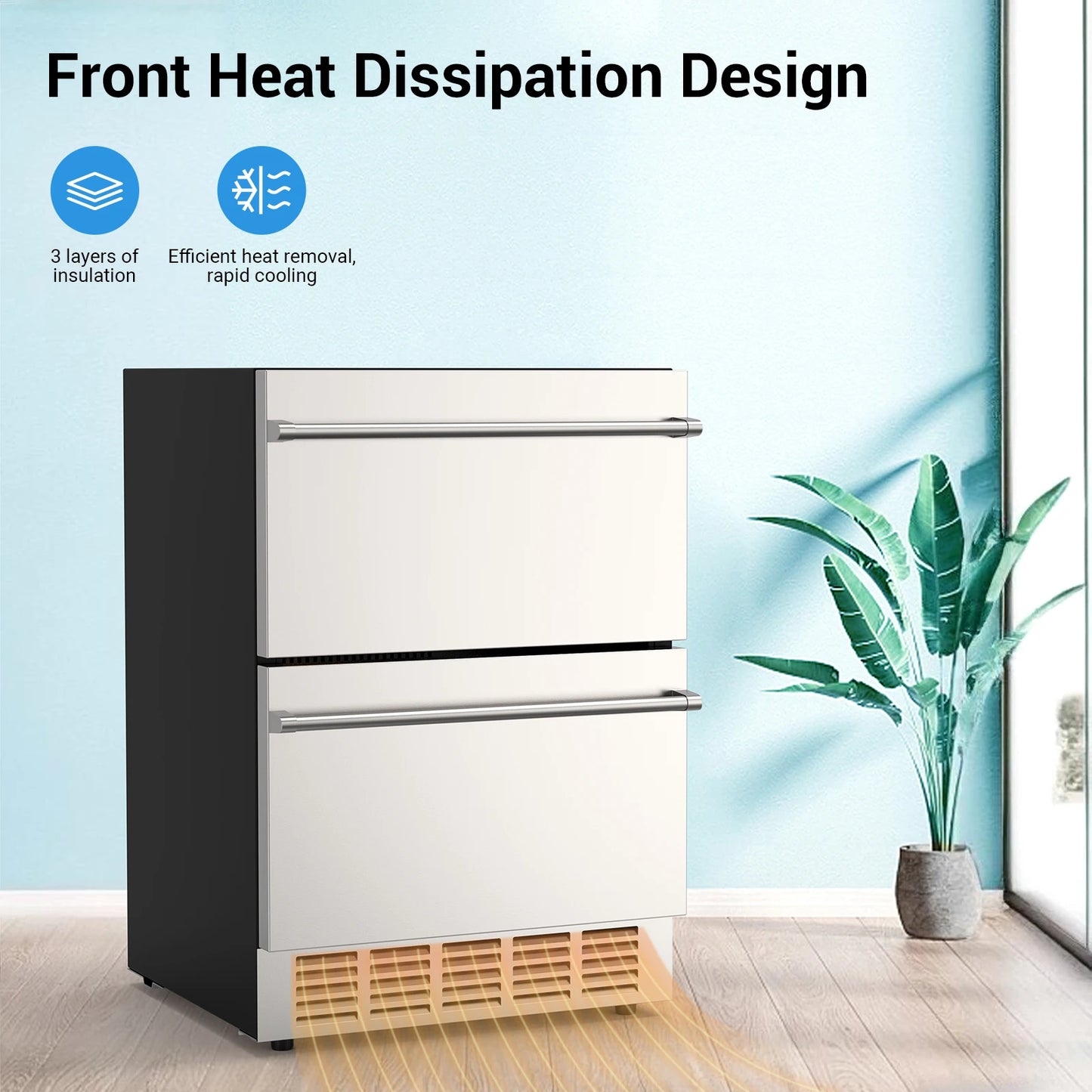 Outdoor Refrigerator With Wheels 24 Inch Undercounter Beverage Fridge 120 Cans