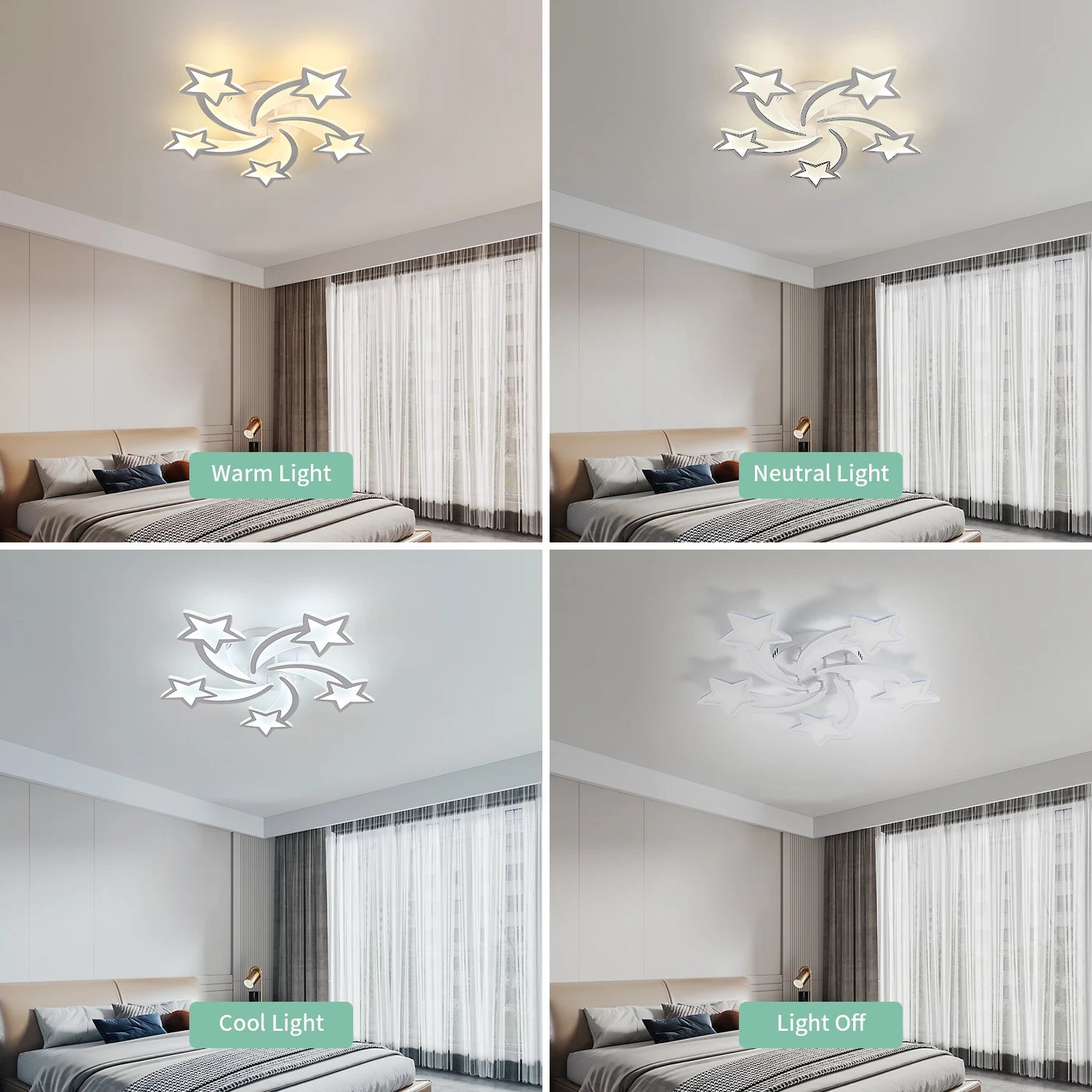 Star Shaped Led Ceiling Light 30W 3000K 6500K Living Room