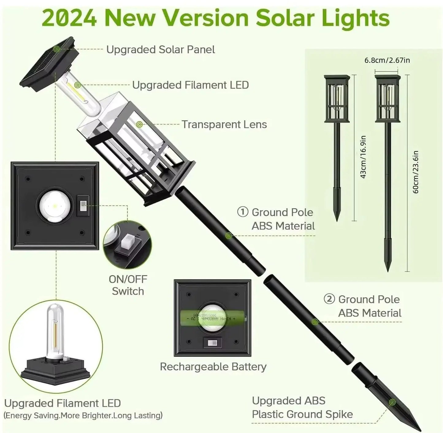 Solar Pathway Light Outdoor Lamp Waterproof Landscape Lighting for Garden Patio