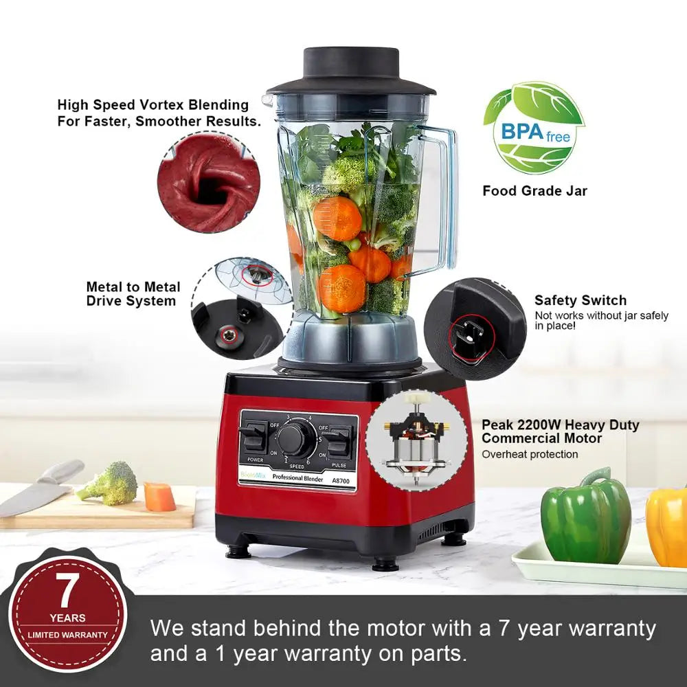 Biolomix A8700 2200W Heavy Duty Commercial Blender BPA Free Jar