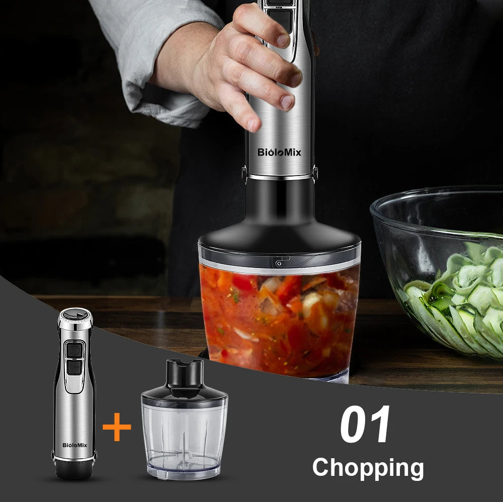 BioloMix 4 In 1 1200W Immersion Hand Blender With Chopper And Smoothie Cup