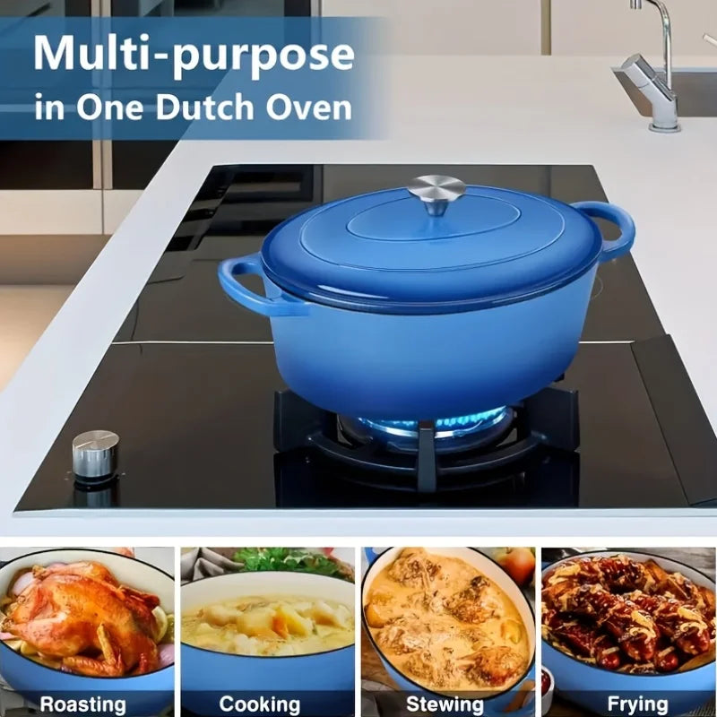 Enameled Cast Iron Dutch Oven With Lid Dual Handles For Bread Baking Nonstick
