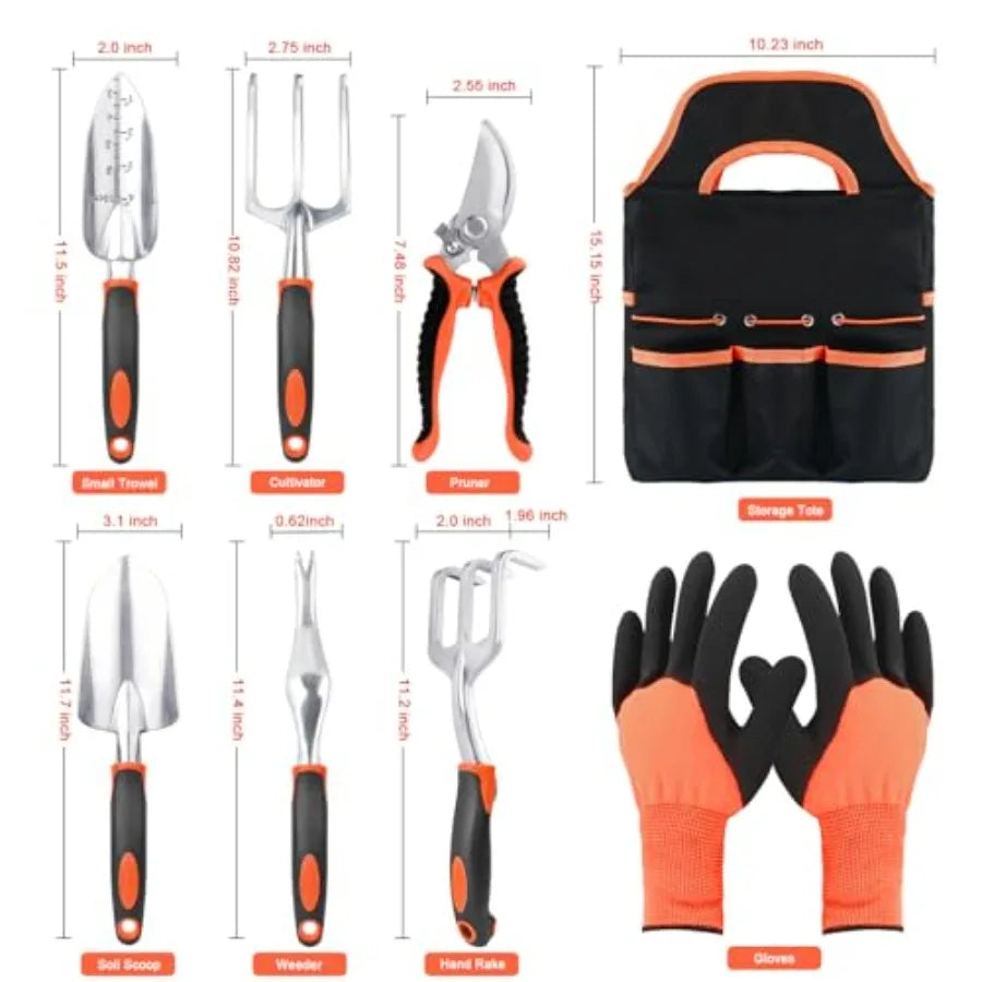 Garden Tools Set, 8 Pcs Gardening Tools Set with Non Slip Ergonomic Handle, Heavy Duty Garden Tool Set with Storage Bag, Garden