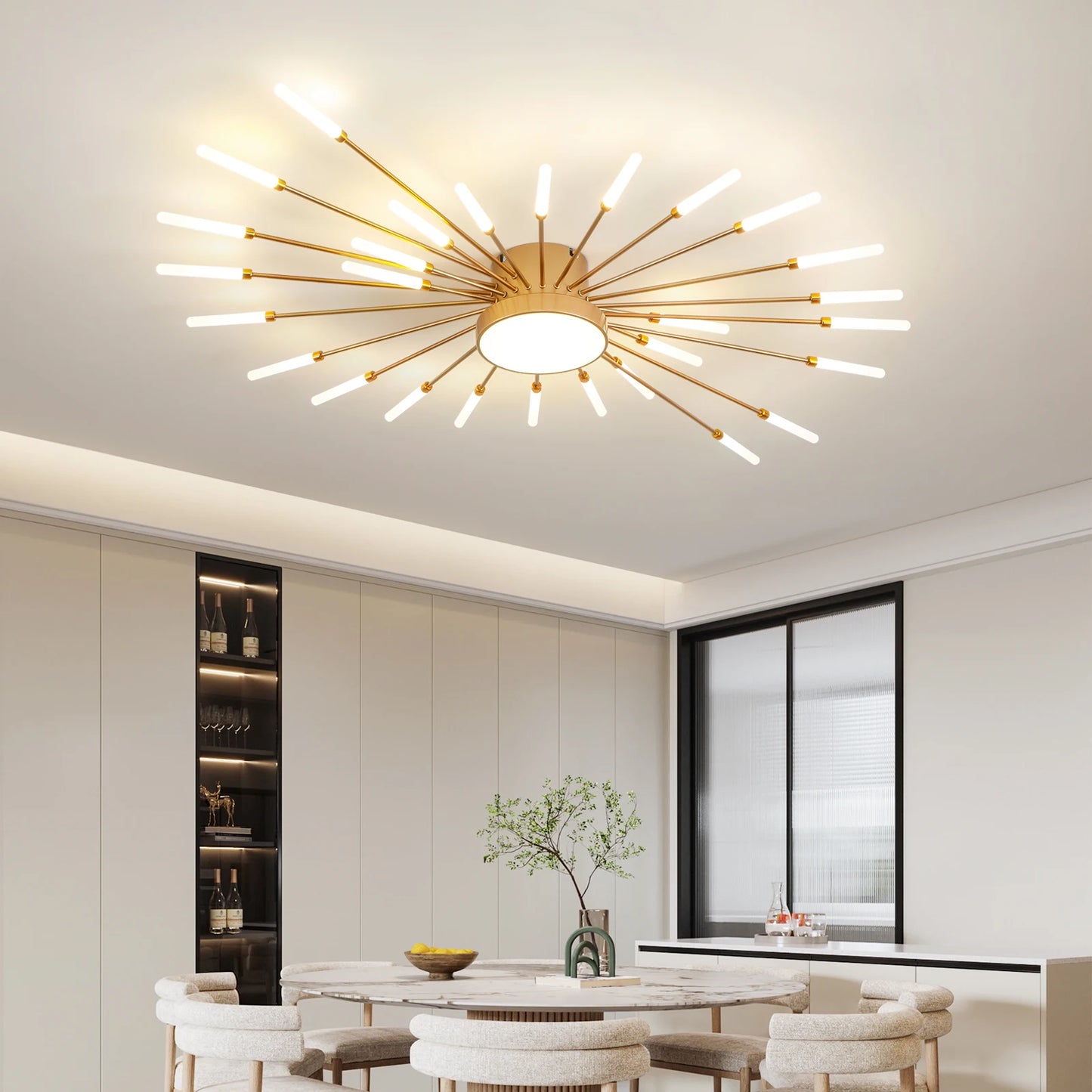 Modern LED Ceiling Light Gold Black Living Room AC 90 260V