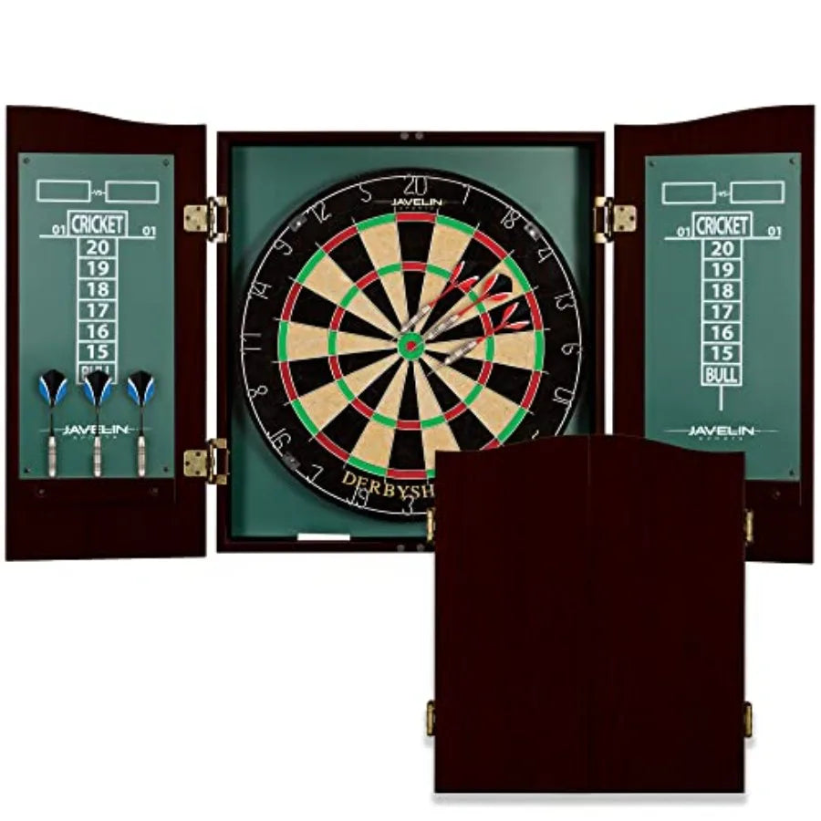Official Size Dart Board Cabinet Set With Easy Assembly Deluxe Darts Included
