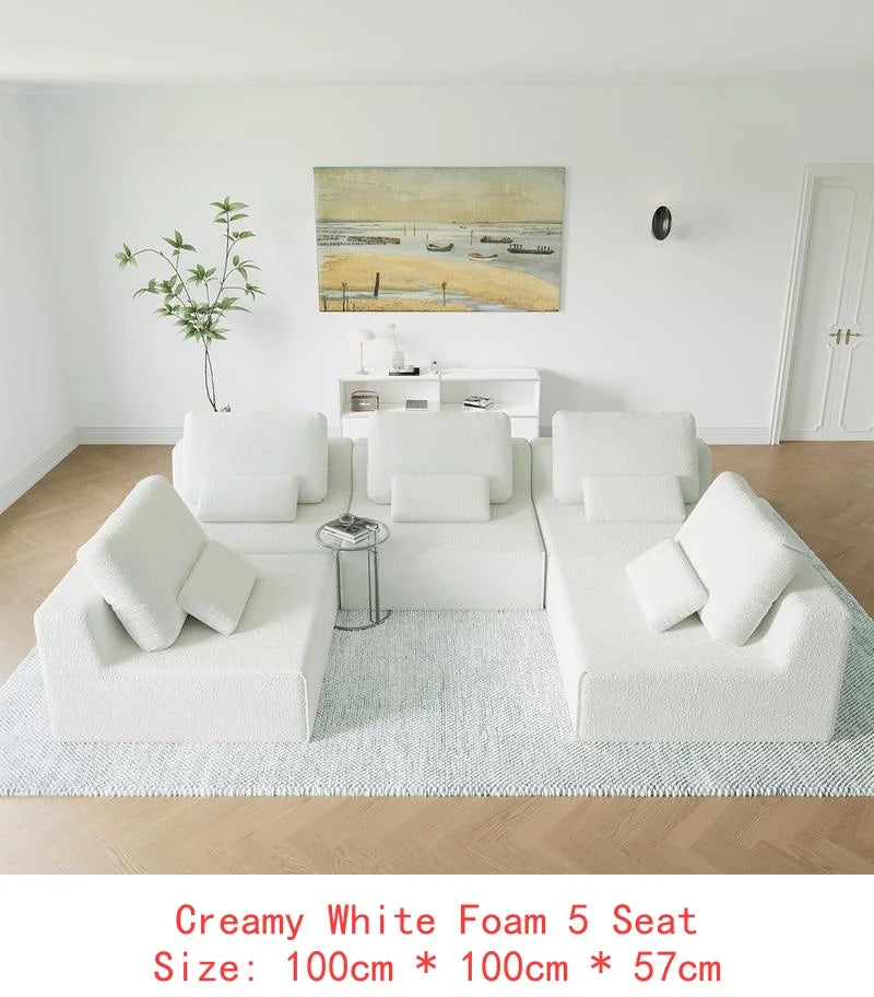 Oversized Modular Sectional Sofa, Luxury Boucle Couch Set, Convertible Compressed Sofa with Spacious Foam Filling for Living
