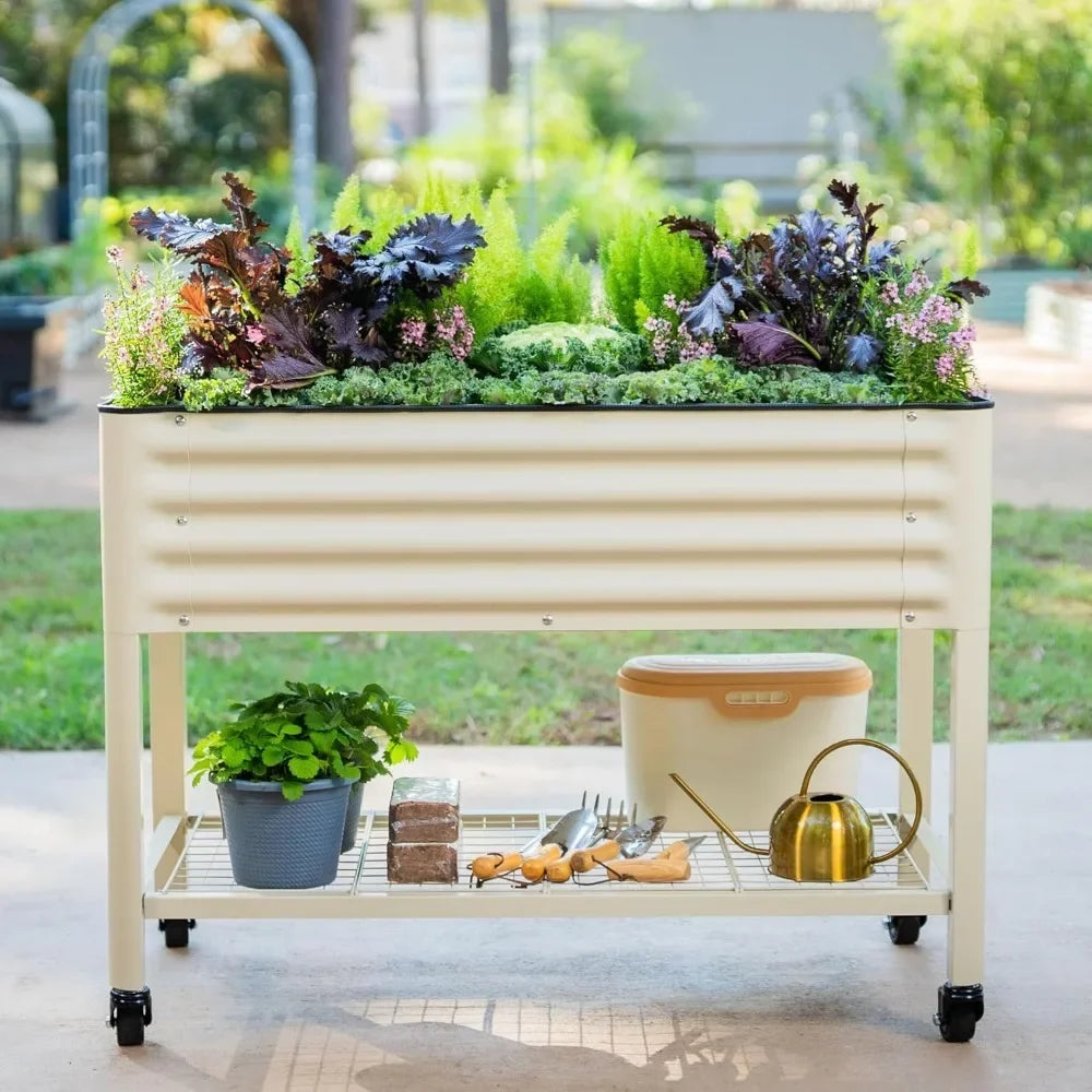 Elevated Garden Bed-V Series, Raised Garden Beds with Legs & Storage Rack for Lawn & Patio, Outdoor Planter Box for Gardening