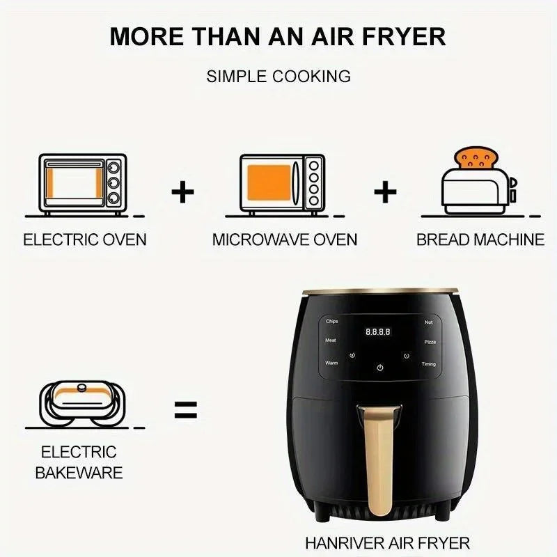 6L Large Digital Air Fryer Non Stick Multi Use Easy Clean