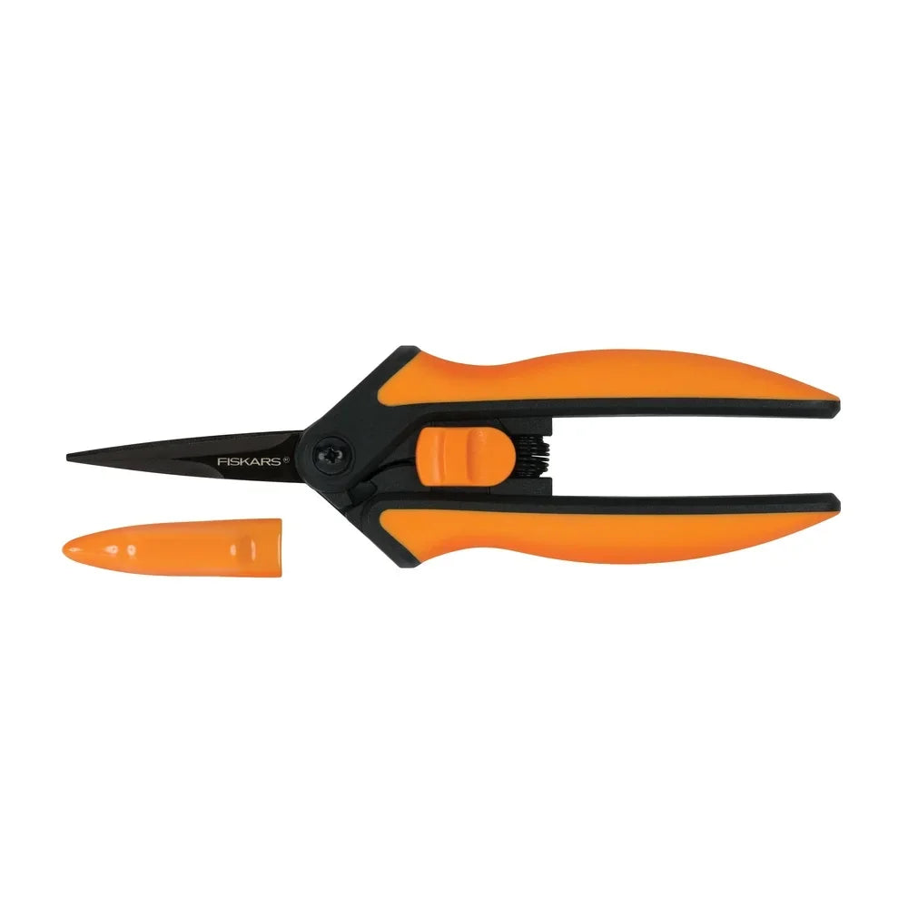 6 Inch Non-Stick Micro-Tip Pruning Shears Easy Action Spring Stainless Steel Blades Comfortable Handles Garden Maintenance