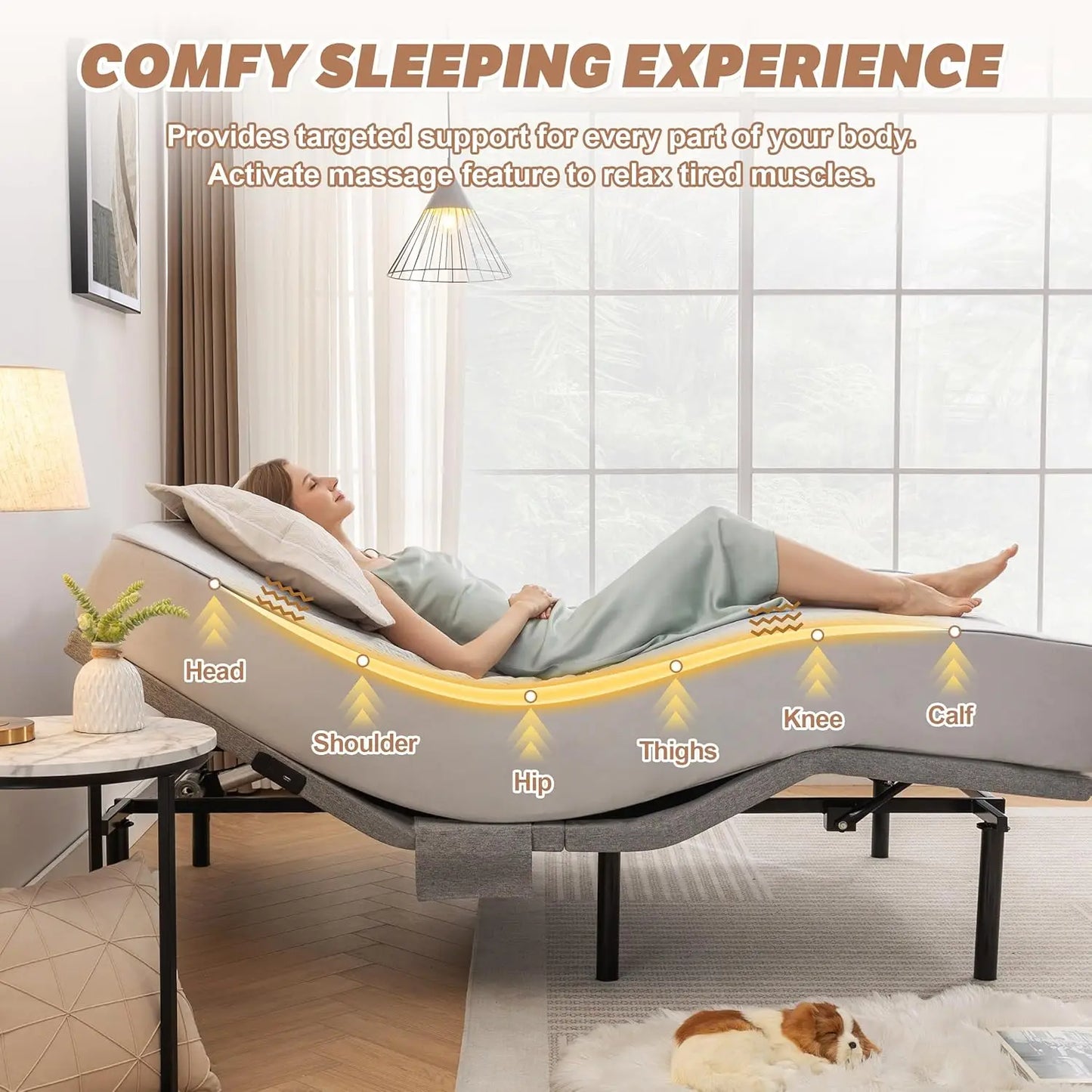 Adjustable Bed Frame Queen,Adjustable Bed Base with Massage,Zero Gravity Electric Bed with Wireless Remote,Head and Foot Incline