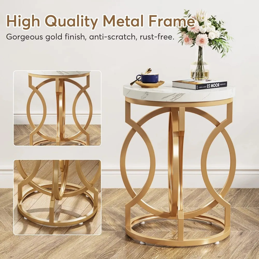 Modern Round End Tables Set Of 2 With Thickened Tabletop