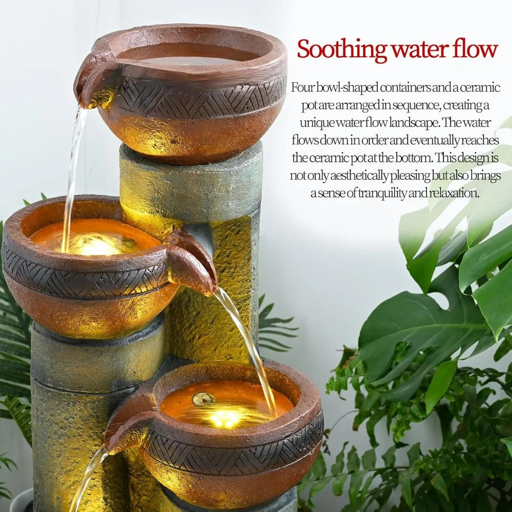 5 Tier Outdoor Water Fountain Decor For Garden Patio Porch