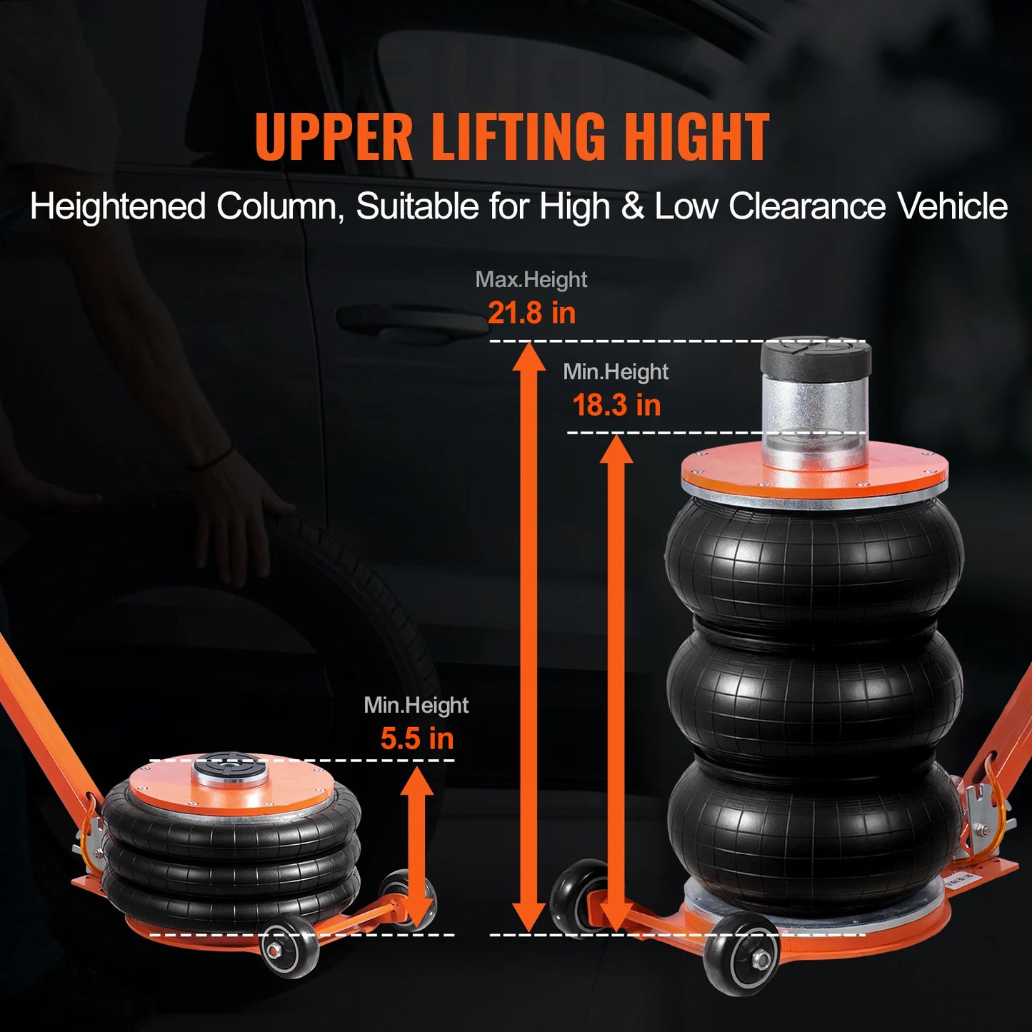 SucceBuy Air Jack 3 To 5 Ton Pneumatic Lifting Jack With Heightened Column