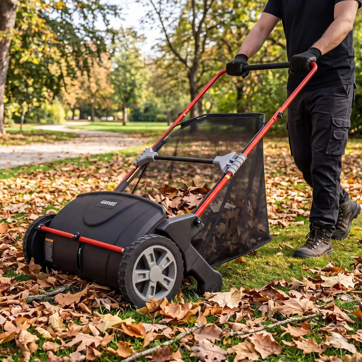21 Inch Push Lawn Sweeper Manual Yard Leaf Grass Collector
