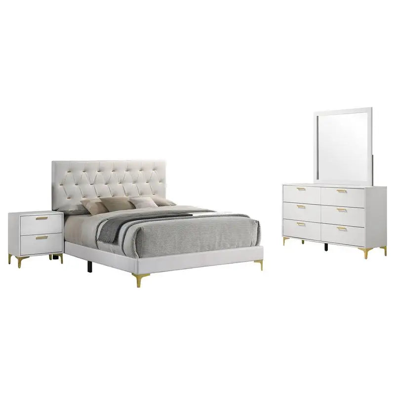 Queen 4-Piece Bedroom Set with Bed, Dresser, Nightstand, and Mirror
