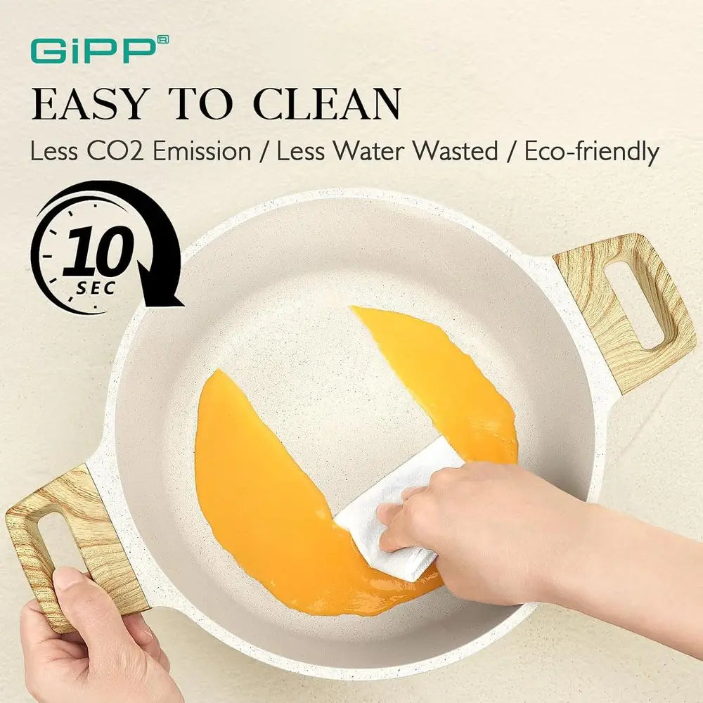 Pots and Pans Set Non Stick - 14 Pcs White Granite Kitchen Cookware Sets Nonstick Induction Cookware Cooking Pan Set with Frying